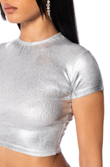 ARIES METALLIC RIB SHORT SLEEVE T SHIRT IN WHITE