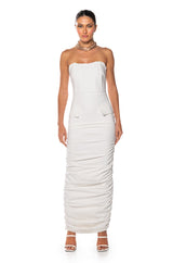 ASH STRAPLESS CARGO MAXI DRESS