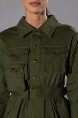 ATTENTION CARGO LONG SLEEVE MINI DRESS