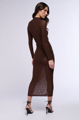 AU REVOIR MESH MIDI DRESS IN BROWN