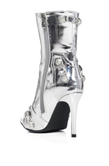 AZALEA WANG BROOKLYN METALLIC STILETTO BOOTIE IN SILVER