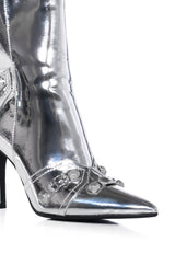 AZALEA WANG BROOKLYN METALLIC STILETTO BOOTIE IN SILVER