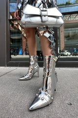AZALEA WANG BROOKLYN METALLIC STILETTO BOOTIE IN SILVER