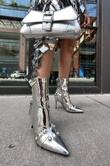 AZALEA WANG BROOKLYN METALLIC STILETTO BOOTIE IN SILVER