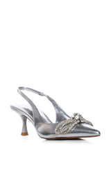 AZALEA WANG BUFFIE SILVER SLINGBACK PUMP