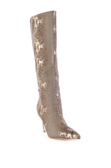 AZALEA WANG CASHY TAN SNAKE PRINTED BOOT