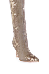 AZALEA WANG CASHY TAN SNAKE PRINTED BOOT