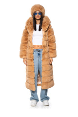 AZALEA WANG FAUX FUR PANEL HOODED TRENCH