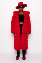 AZALEA WANG FAUX FUR PANEL HOODED TRENCH