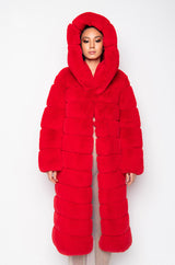AZALEA WANG FAUX FUR PANEL HOODED TRENCH