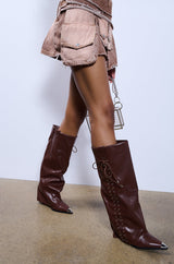 AZALEA WANG FLEURETTE WESTERN BOOT IN CHOCOLATE BROWN