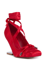 AZALEA WANG PAVARITI BALLET SWOOP HEEL IN RED