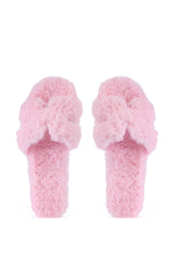AZALEA WANG PEABODY PINK FUZZY SLIP ON SANDAL