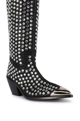 AZALEA WANG RUVIN BLACK EMBELLISHED WESTERN BOOT