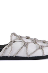 AZALEA WANG SHYLAH WHITE DIAMOND ROPE NETTED FLAT