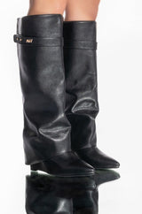 AZALEA WANG STUCK ON YOU WEDGE BOOT IN BLACK