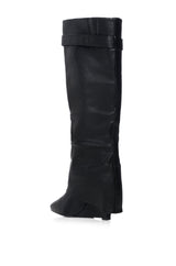 AZALEA WANG STUCK ON YOU WEDGE BOOT IN BLACK