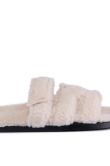 AZALEA WANG VIVEK WHITE FUZZY SLIP ON SANDAL