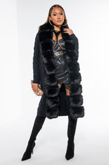 BABBS KNIT TRENCH WITH FAUX FUR LINING