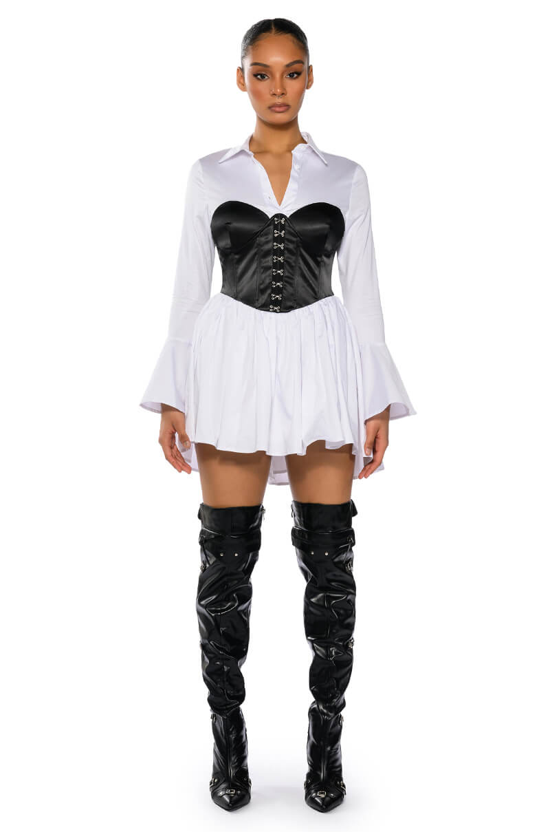 BACK TO BUSINESS CORSET MINI DRESS