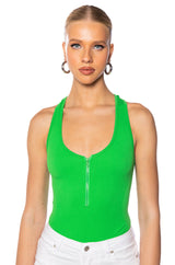 BACK TO THE BASICS ZIP FRONT BODYSUIT