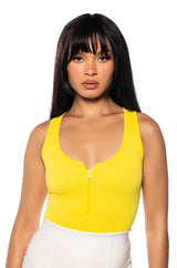 BACK TO THE BASICS ZIP FRONT BODYSUIT
