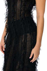 BACKSTAGE SHREDDED MIDI DRESS