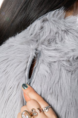 BAD GAL SLEEVELESS MOCK NECK FUR TOP