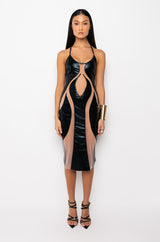 BAD LIL TING MIDI MESH DRESS