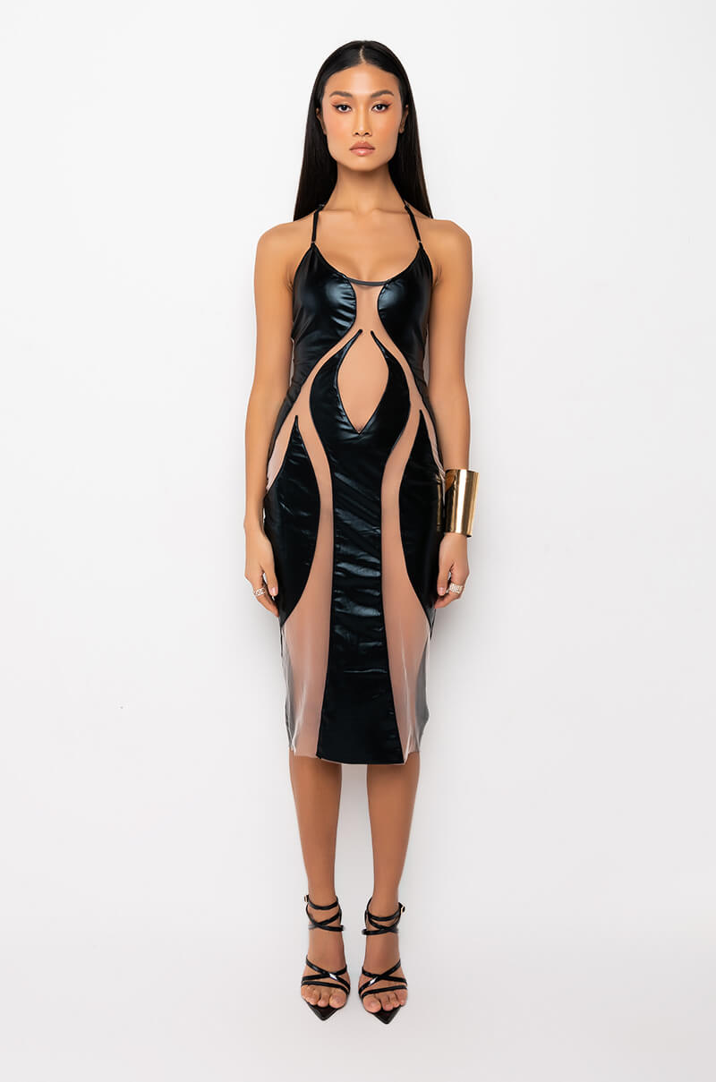 BAD LIL TING MIDI MESH DRESS