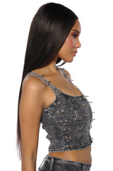 BAD TO THE BONE DARK DENIM CORSET