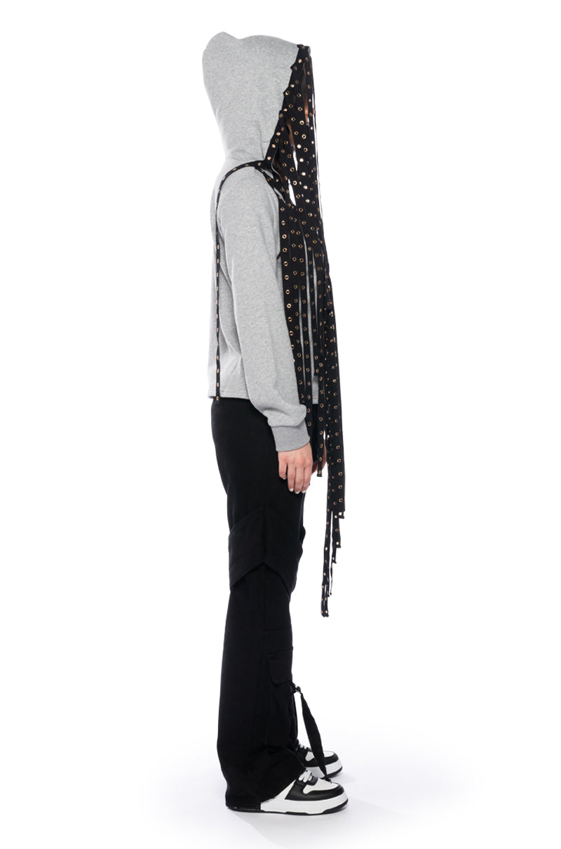 TAY TAY FRINGE DETAIL HOODED SWEATSHIRT