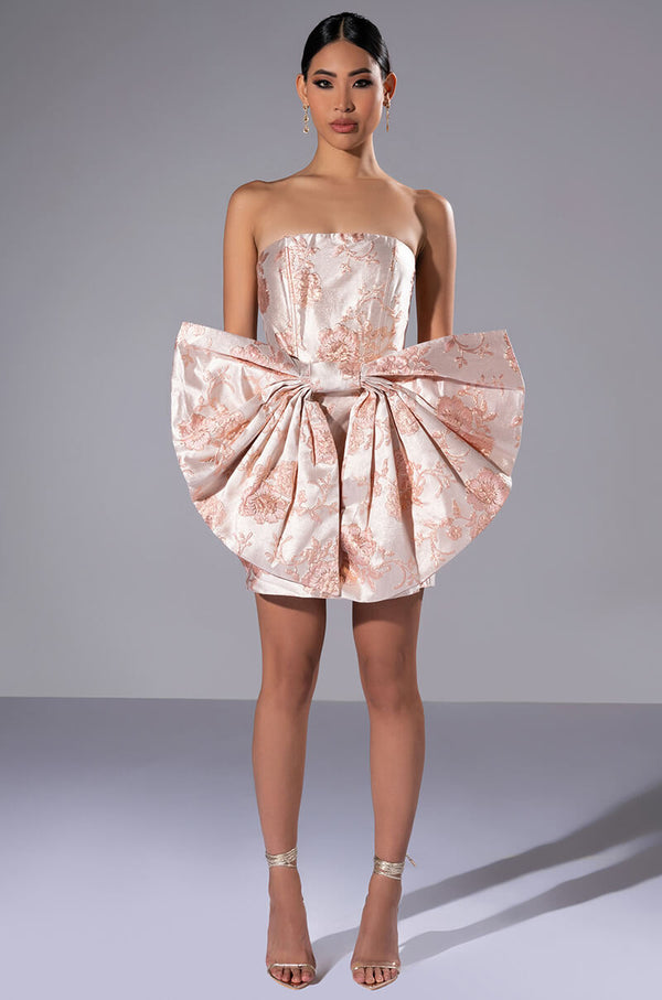 BAROQUE LOVE AFFAIR CORSET BOW MINI DRESS