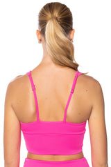 ITS THE PAXTON LUXE LONGLINE BRALETTE IN NEON PINK
