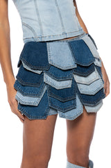 BE WITH ME PANEL DENIM MINI SKIRT