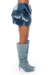 BE WITH ME PANEL DENIM MINI SKIRT