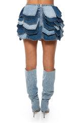 BE WITH ME PANEL DENIM MINI SKIRT