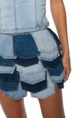 BE WITH ME PANEL DENIM MINI SKIRT