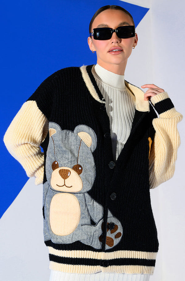 BEARY COZY KNITTED CARDIGAN