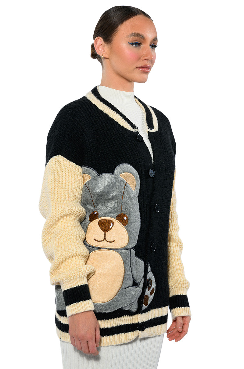 BEARY COZY KNITTED CARDIGAN
