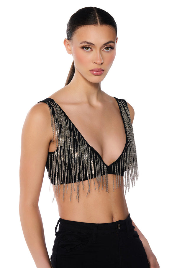 BEAUTIFUL LIGHTS CHAIN FRINGE BRA TOP