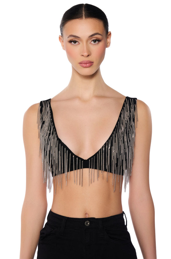 BEAUTIFUL LIGHTS CHAIN FRINGE BRA TOP