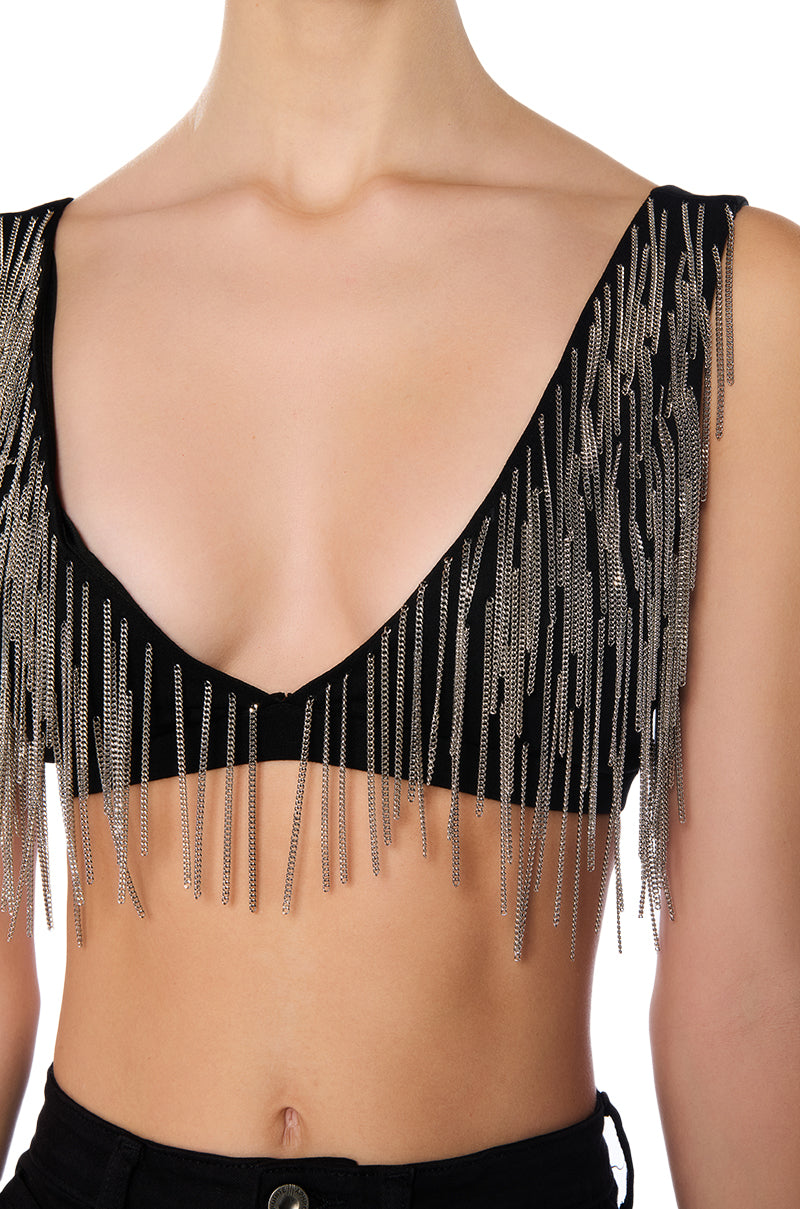 BEAUTIFUL LIGHTS CHAIN FRINGE BRA TOP