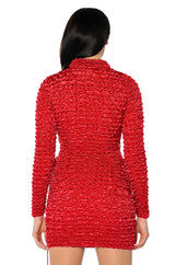 BEAUTIFUL SOUL BUBBLE STRETCH LONG SLEEVE MINI DRESS