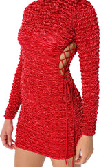 BEAUTIFUL SOUL BUBBLE STRETCH LONG SLEEVE MINI DRESS