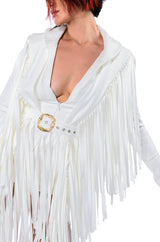 BEEN WINNING FRINGE LONG SLEEVE MINI DRESS