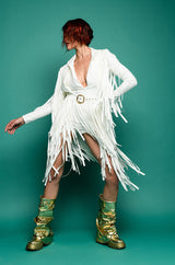 BEEN WINNING FRINGE LONG SLEEVE MINI DRESS