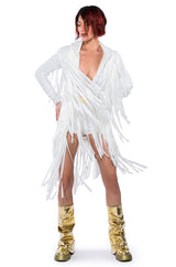 BEEN WINNING FRINGE LONG SLEEVE MINI DRESS