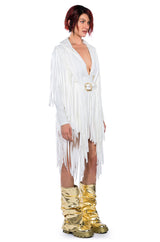 BEEN WINNING FRINGE LONG SLEEVE MINI DRESS