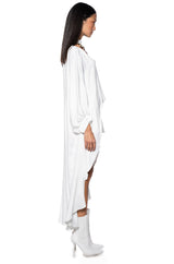 BEJEWELED LONG SLEEVE SATIN BLOUSE